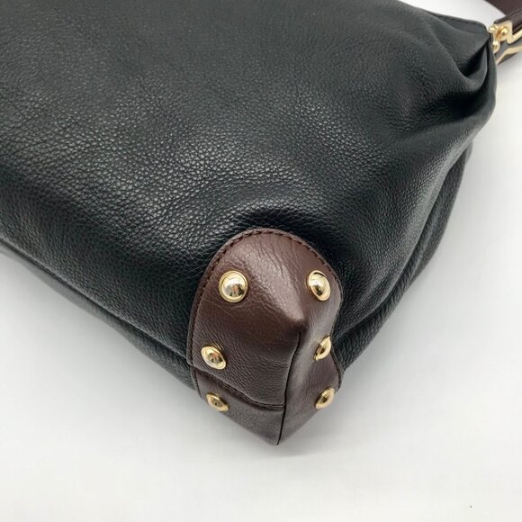 Michael Kors Black & Brown Pebbled Leather Joplin Shoulder Hobo Bag - Picture 8 of 10